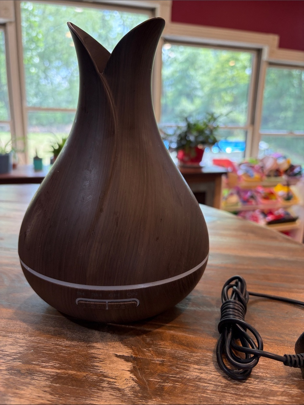 Wood Grain Tulip Ultrasonic Diffuser - Dark Brown